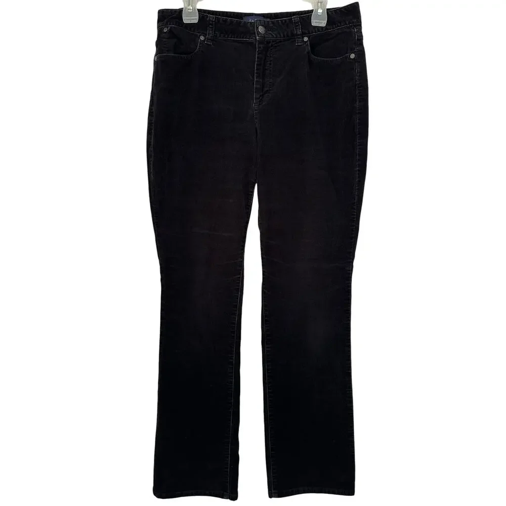 Talbots Curvy Straight Leg Corduroy Pants Black Size 12